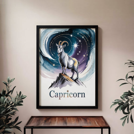 Aisle29 Posters Capricorn Celestial Goat Wall Art
