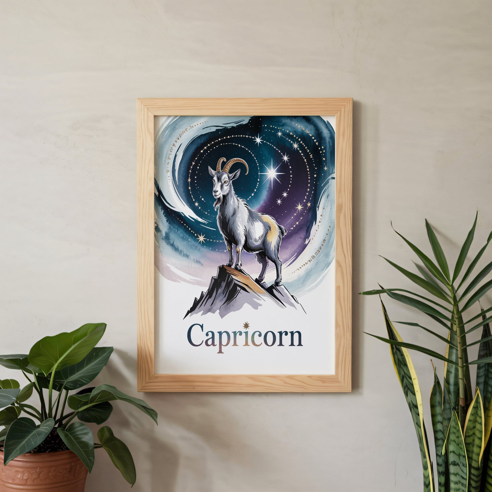 Aisle29 Posters Capricorn Celestial Goat Wall Art