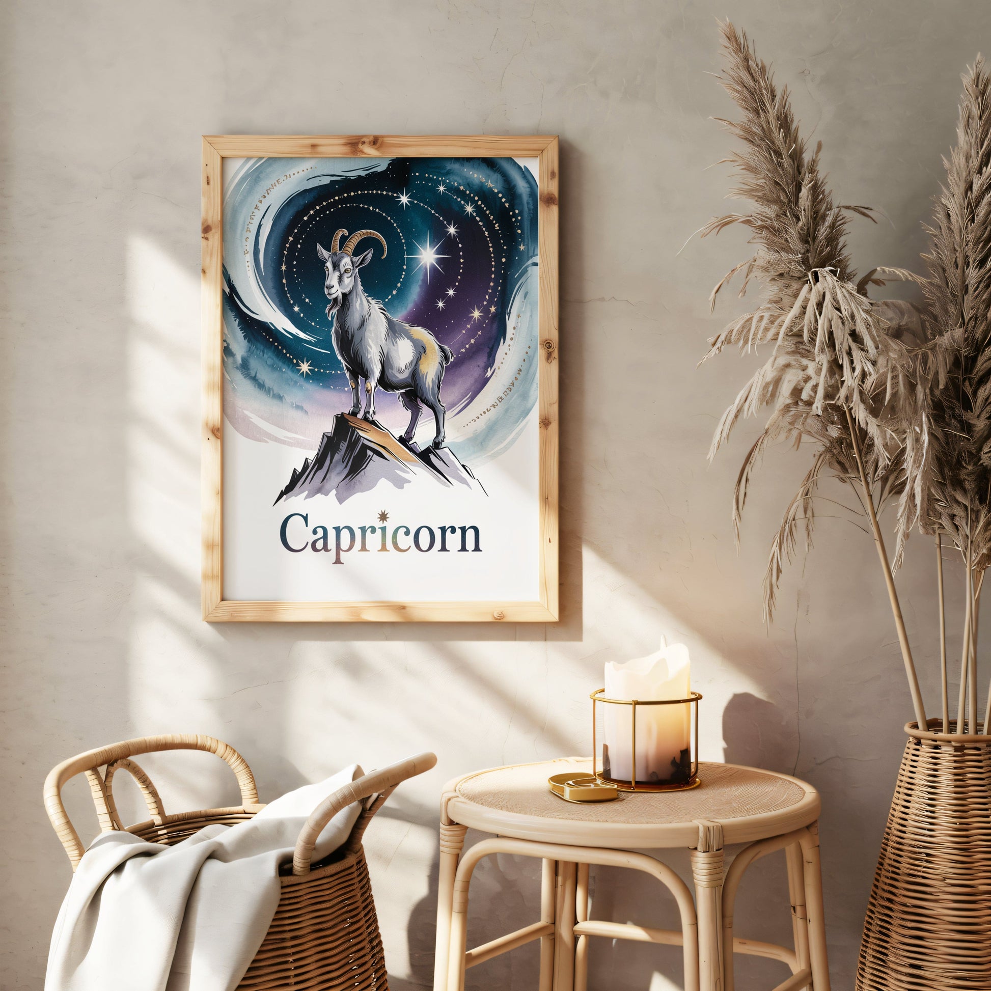 Aisle29 Posters Capricorn Celestial Goat Wall Art