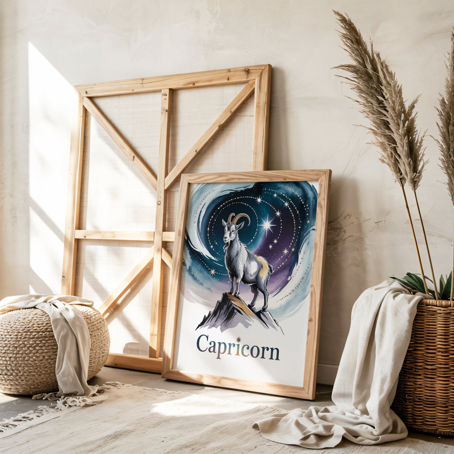Aisle29 Posters Capricorn Celestial Goat Wall Art
