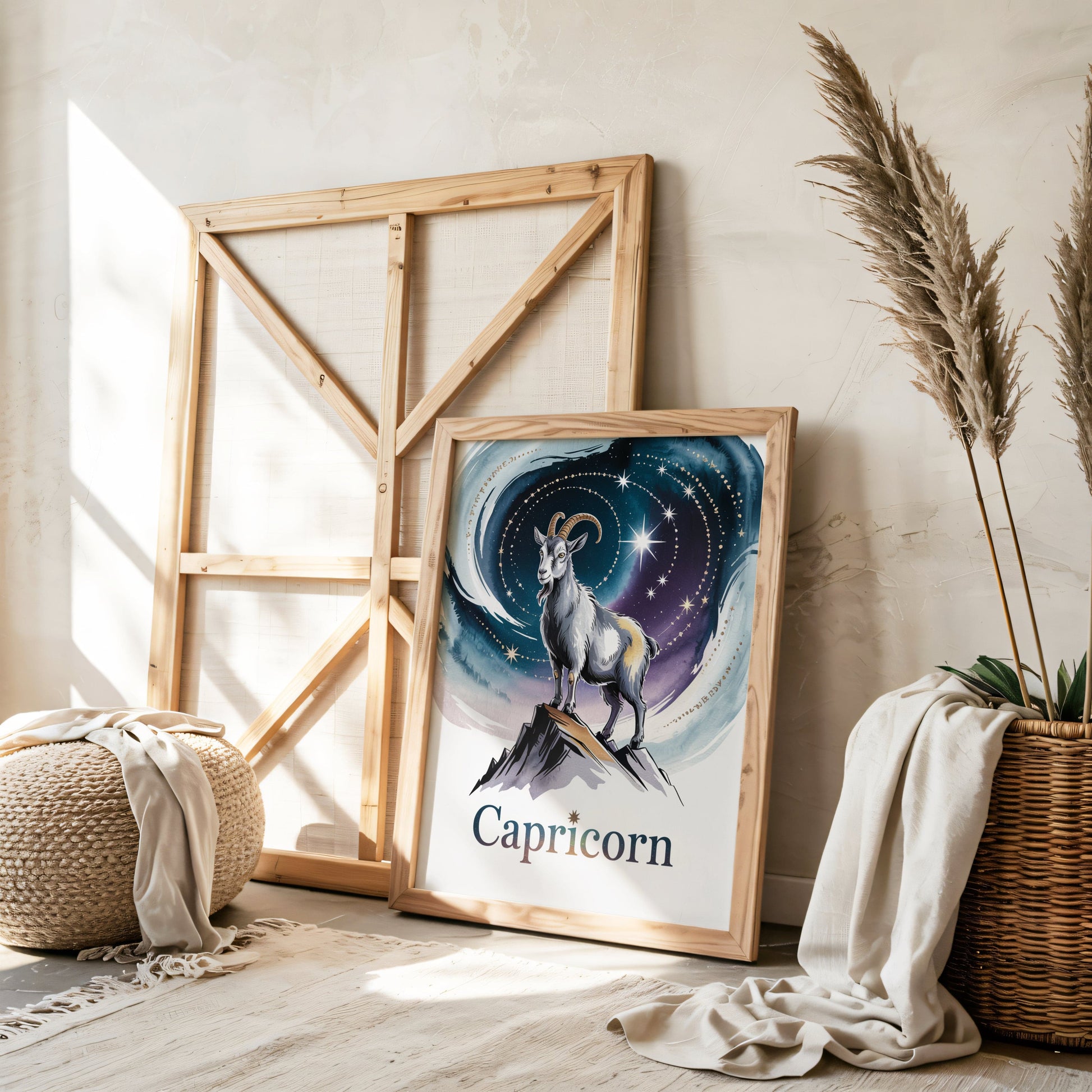 Aisle29 Posters Capricorn Celestial Goat Wall Art