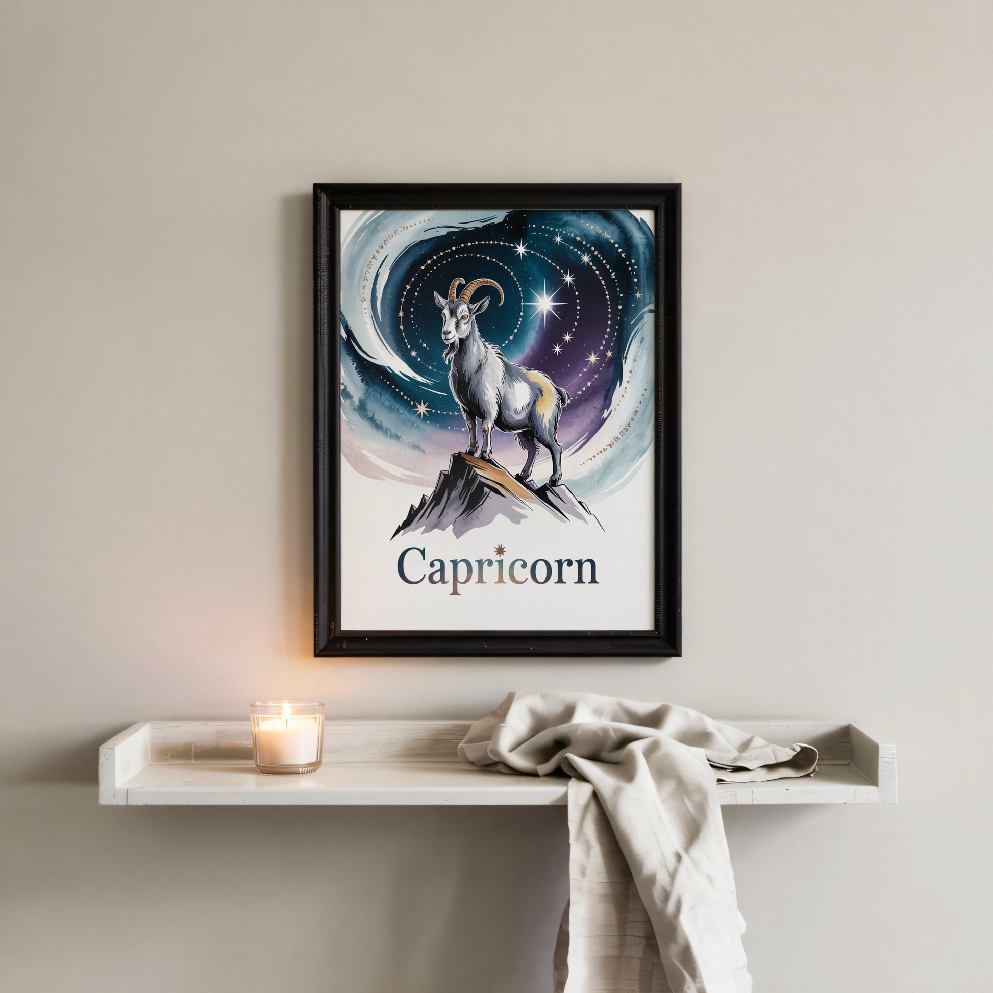 Aisle29 Posters Capricorn Celestial Goat Wall Art