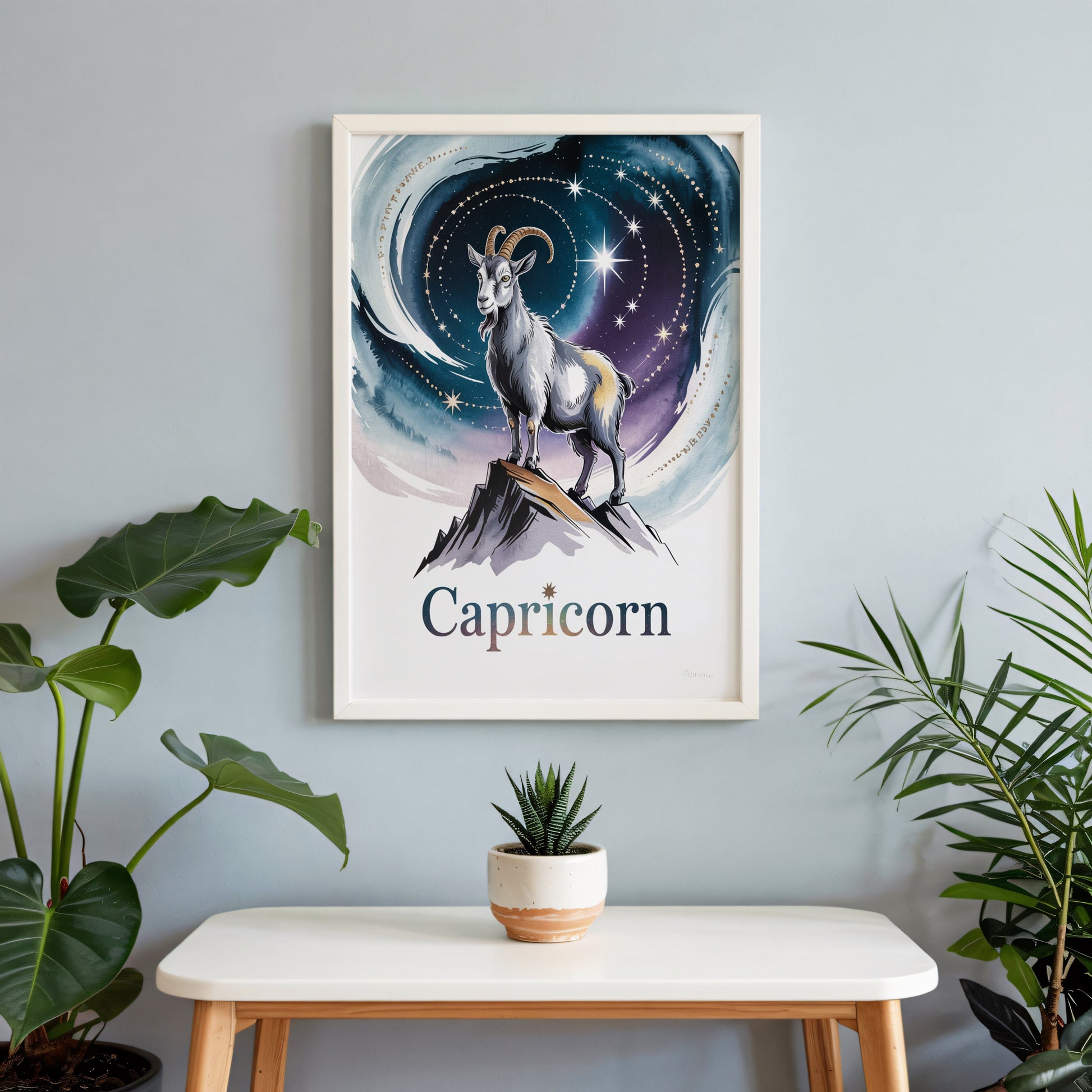 Aisle29 Posters Capricorn Celestial Goat Wall Art