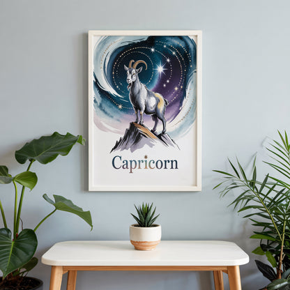 Aisle29 Posters Capricorn Celestial Goat Wall Art