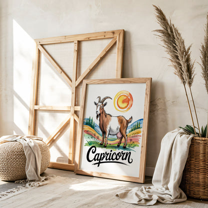 Aisle29 Posters Capricorn Goat Sun Wall Art