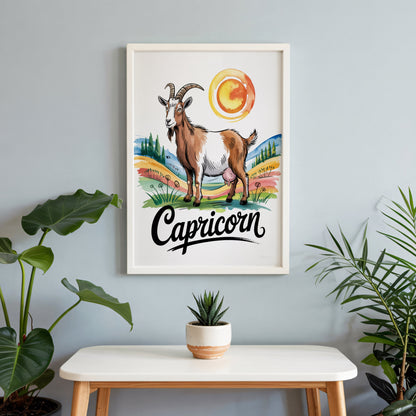 Aisle29 Posters Capricorn Goat Sun Wall Art