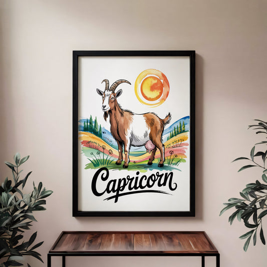 Aisle29 Posters Horned Goat Capricorn Wall Art