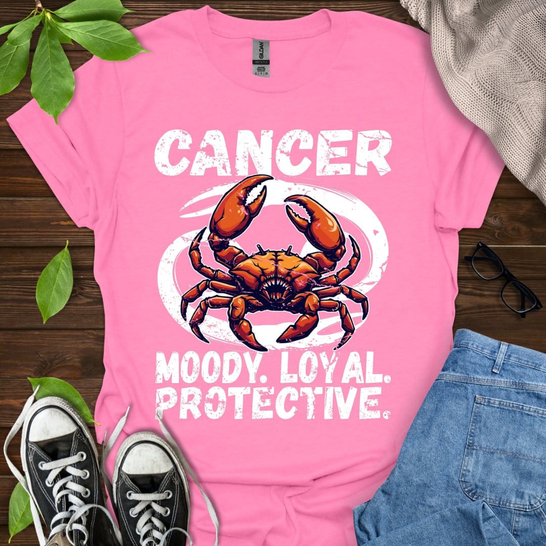 Printify T-Shirt Azalea / S Cancer - Moody. Loyal. Protective
