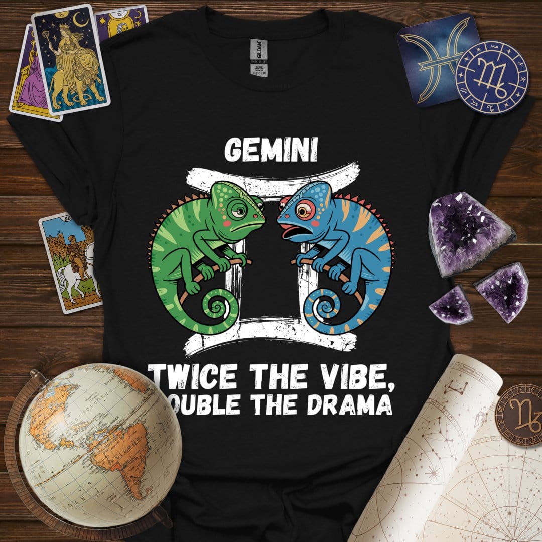 Printify T-Shirt Black / S Gemini Twice The Vibe T-Shirt
