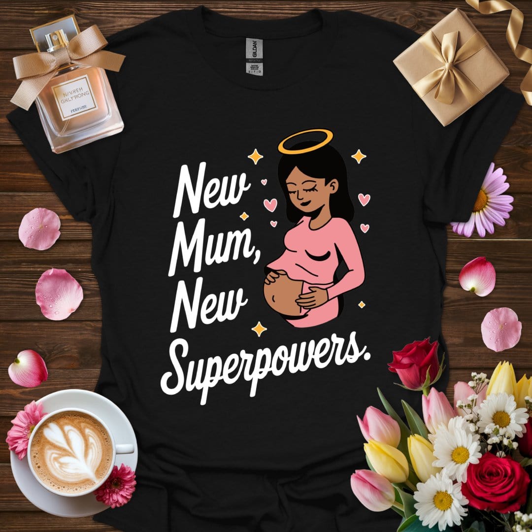 Printify T-Shirt Black / S New Mum Superpowers T-Shirt