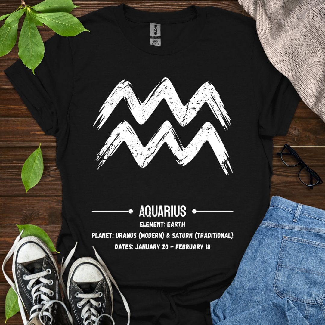 Printify T-Shirt Black / XS Aquarius Glyph