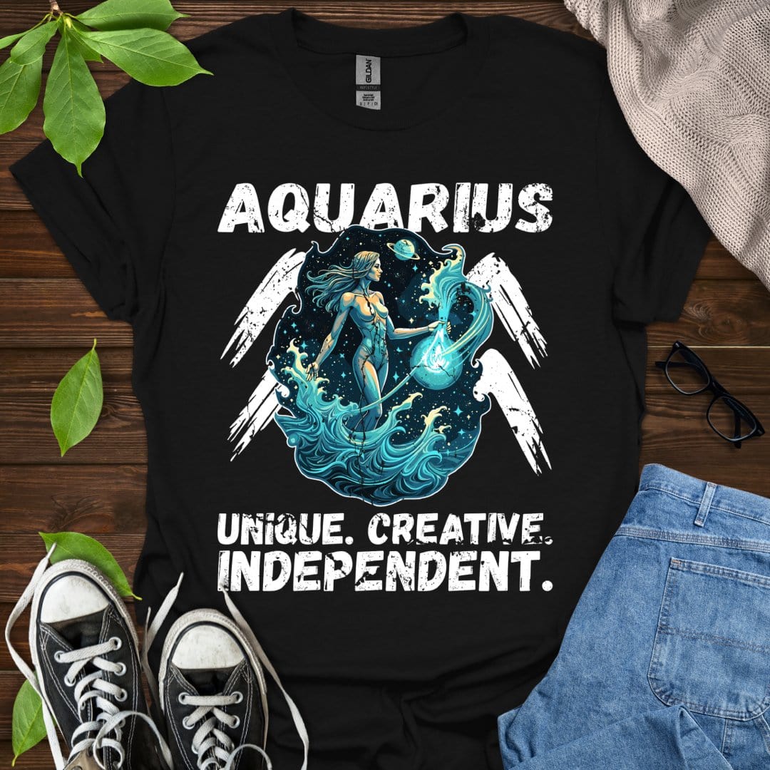 Printify T-Shirt Black / XS Aquarius - Unique. Creative. Independent.
