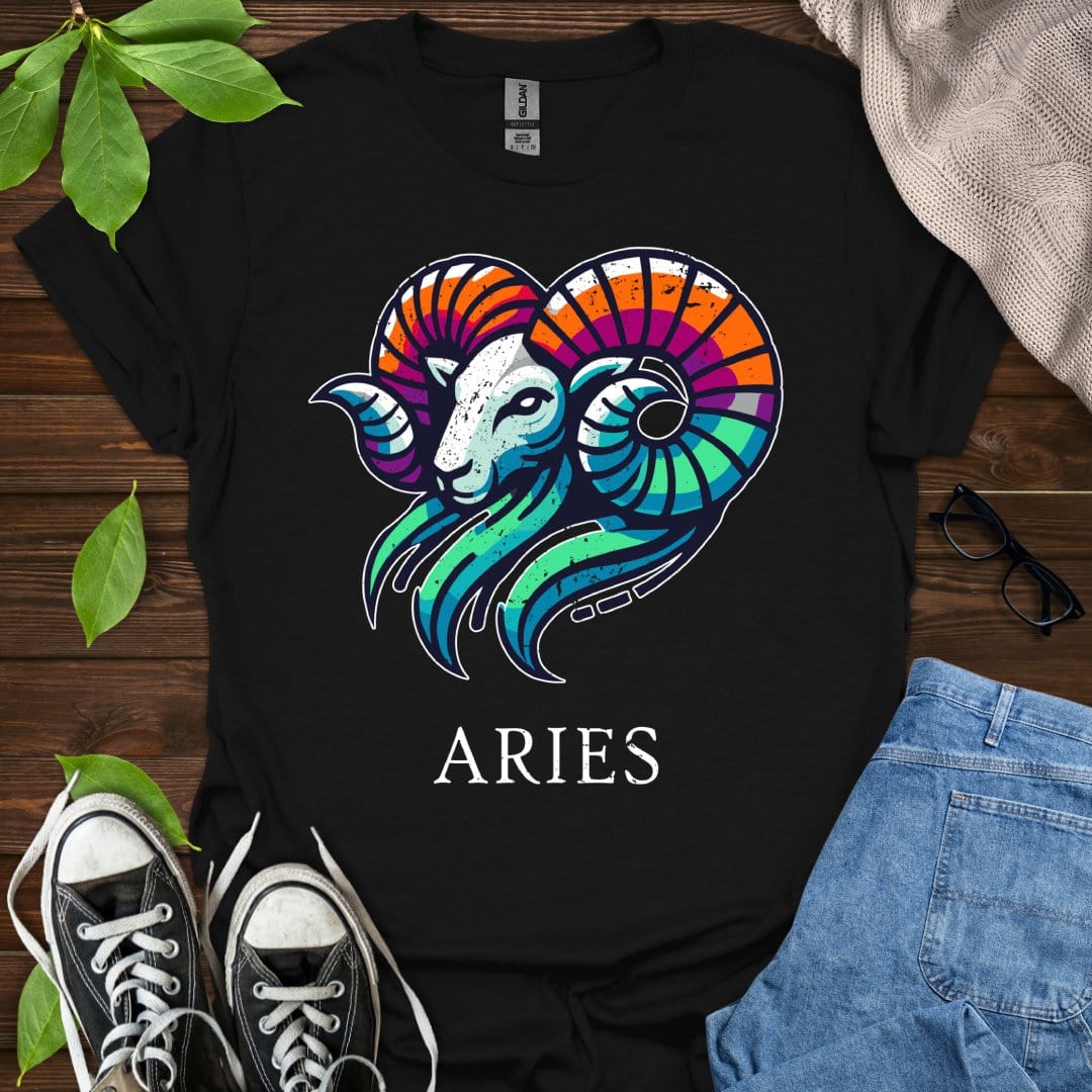 Printify T-Shirt Black / XS Aries (Simple)