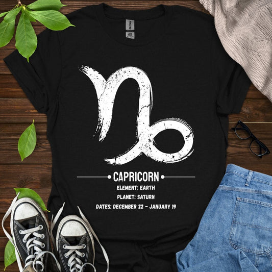 Printify T-Shirt Black / XS Capricorn Glyph