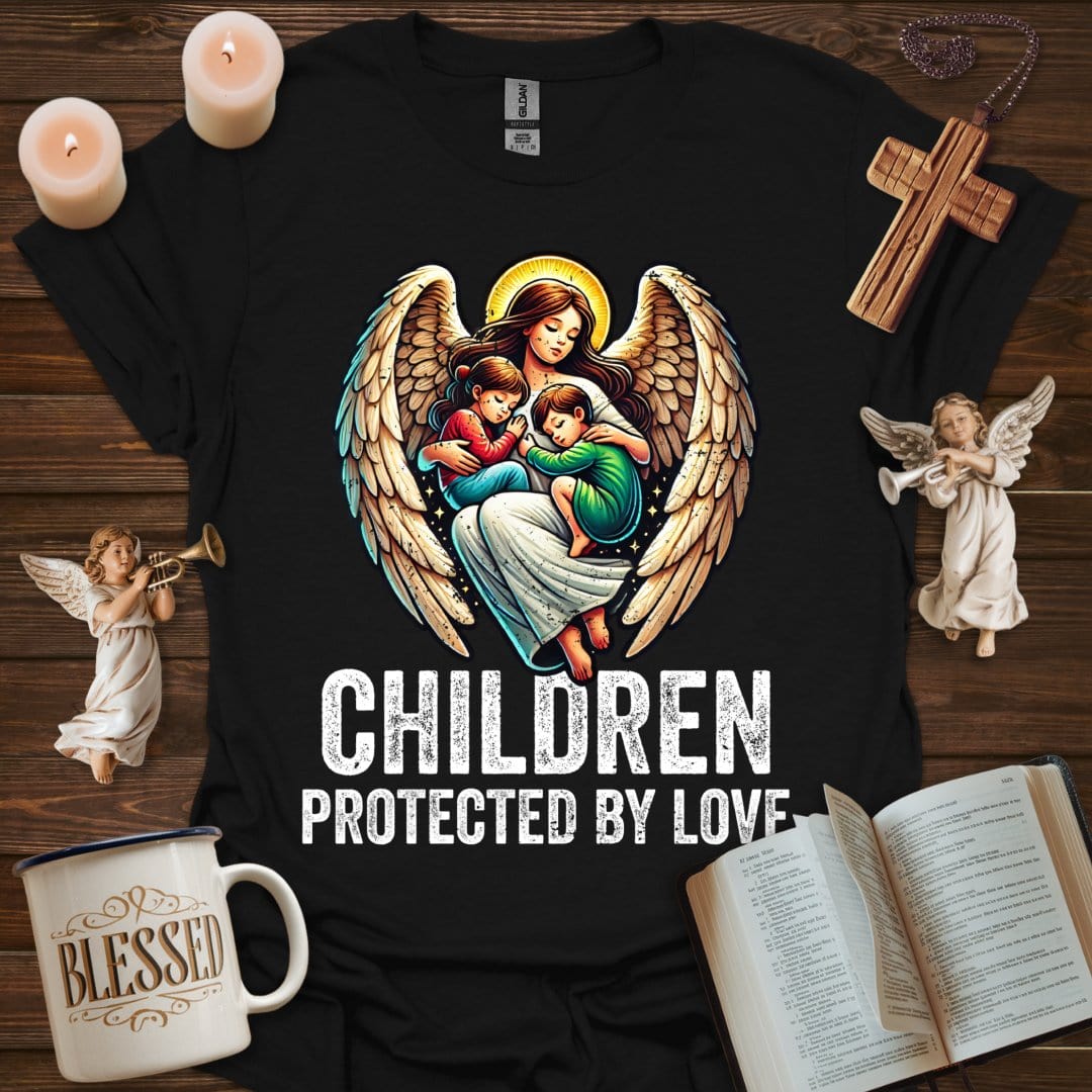 Printify T-Shirt Black / XS Children Protected By Love T-Shirt