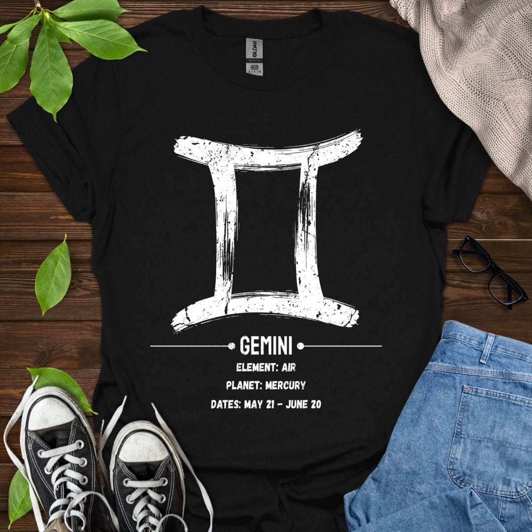 Printify T-Shirt Black / XS Gemini Glyph