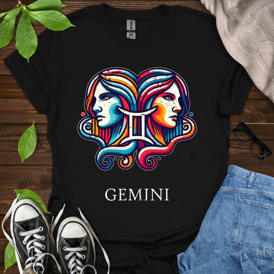 Printify T-Shirt Black / XS Gemini (Simple)