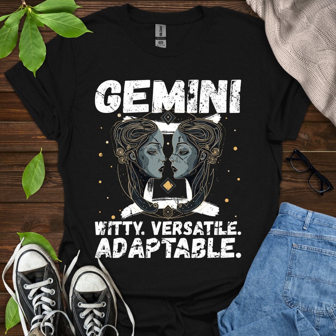 Printify T-Shirt Black / XS Gemini - Witty. Versatile. Adaptable.
