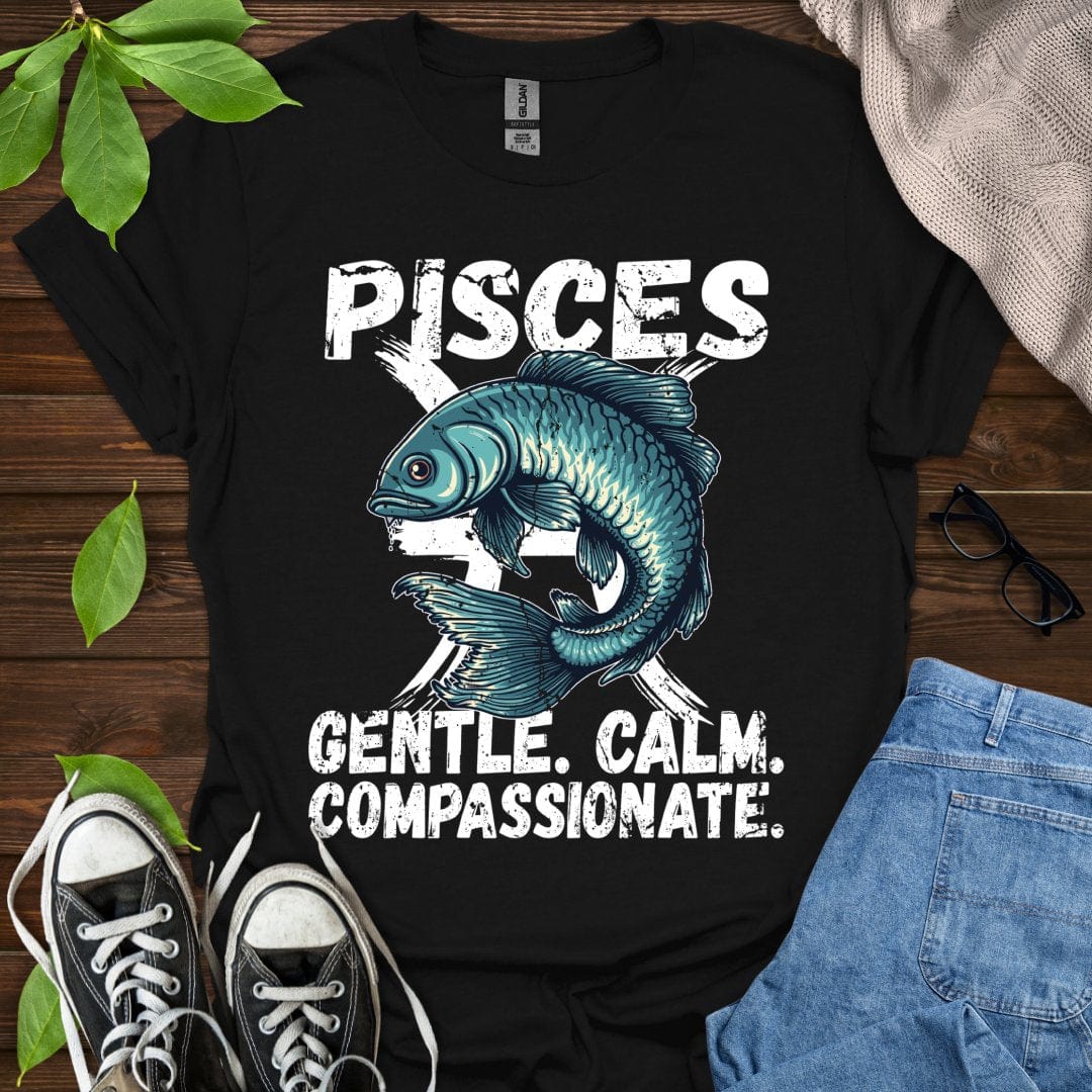 Printify T-Shirt Black / XS Pisces - Gentle. Calm. Compassionate.