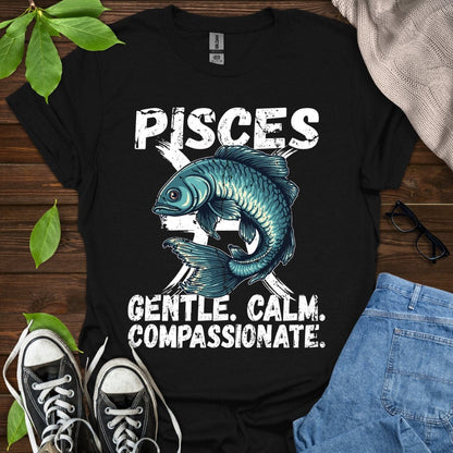 Printify T-Shirt Black / XS Pisces - Gentle. Calm. Compassionate.