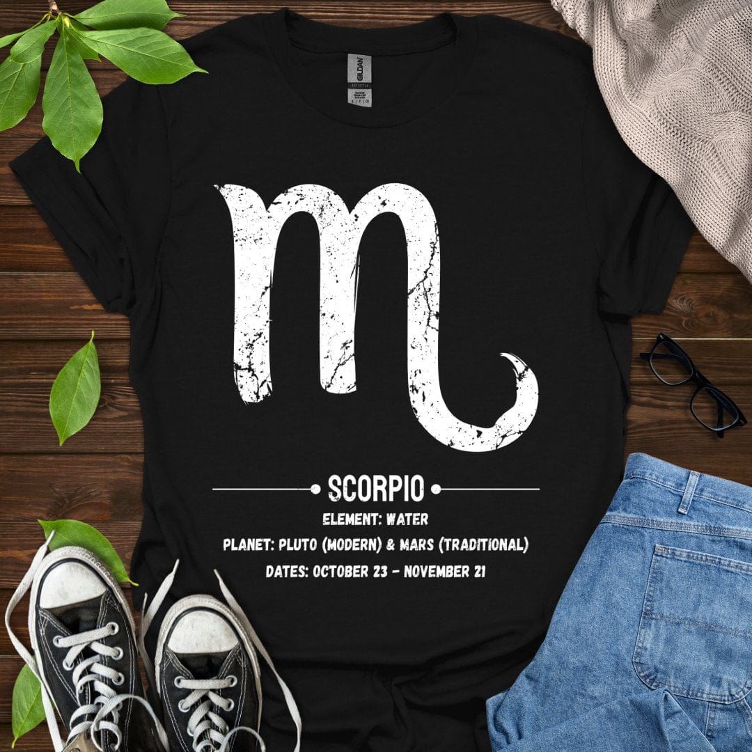 Printify T-Shirt Black / XS Scorpio Glyph