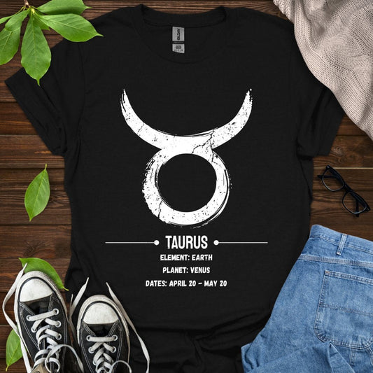 Printify T-Shirt Black / XS Taurus Glyph