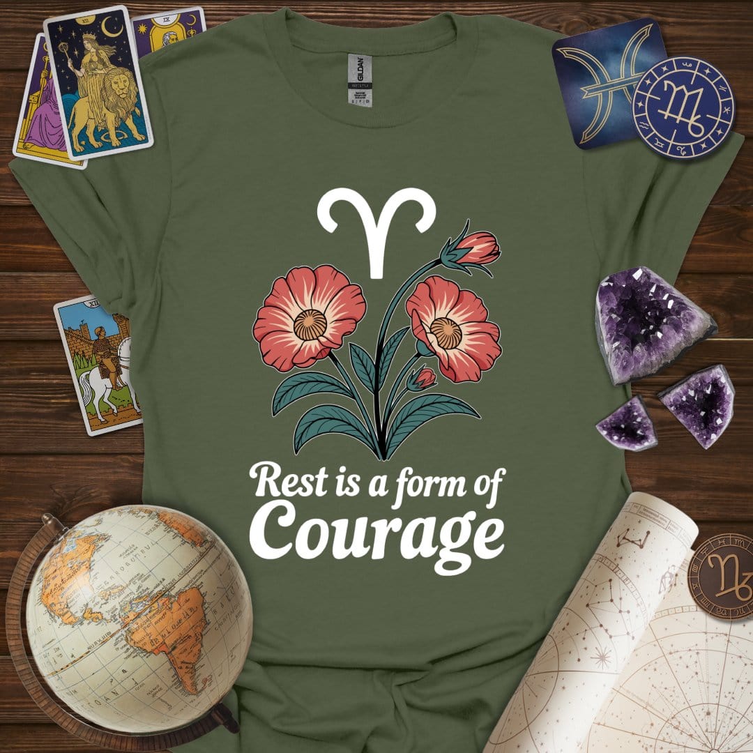 Printify T-Shirt Military Green / S Aries Courage T-Shirt