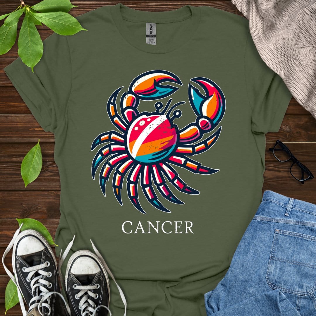 Printify T-Shirt Military Green / S Cancer (Simple)