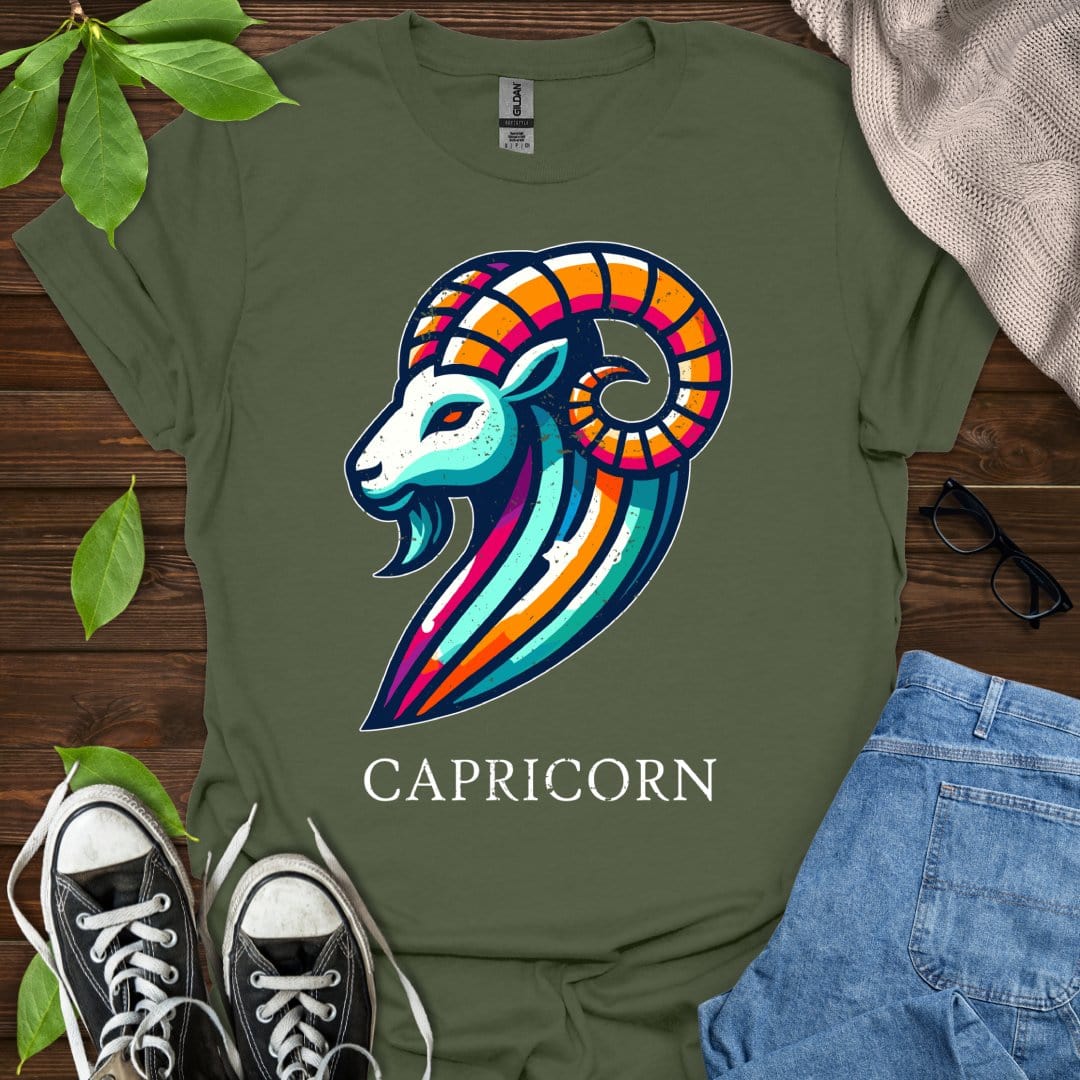 Printify T-Shirt Military Green / S Capricorn (Simple)