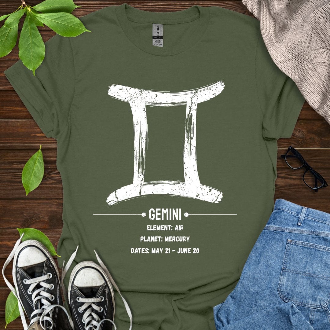 Printify T-Shirt Military Green / S Gemini Glyph