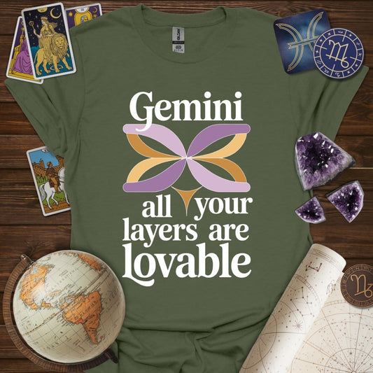 Printify T-Shirt Military Green / S Gemini Lovable T-Shirt