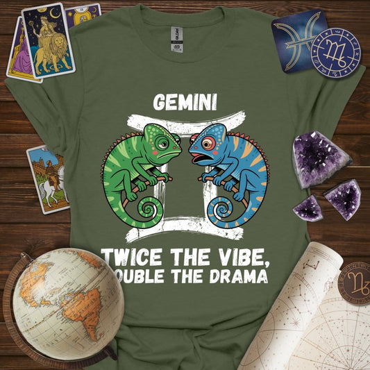 Printify T-Shirt Military Green / S Gemini Twice The Vibe T-Shirt