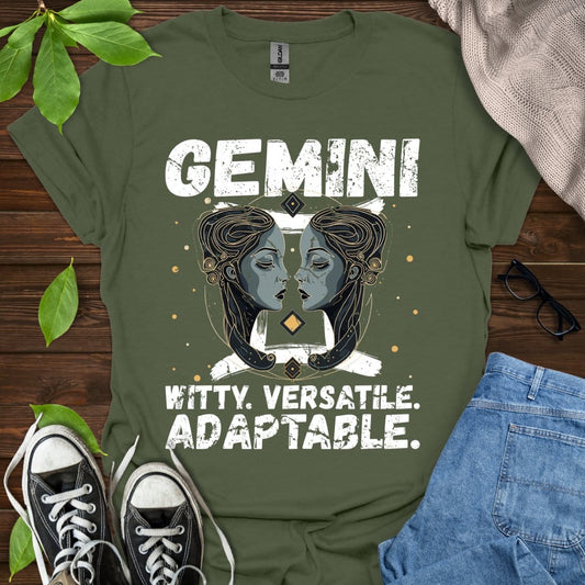 Printify T-Shirt Military Green / S Gemini - Witty. Versatile. Adaptable.