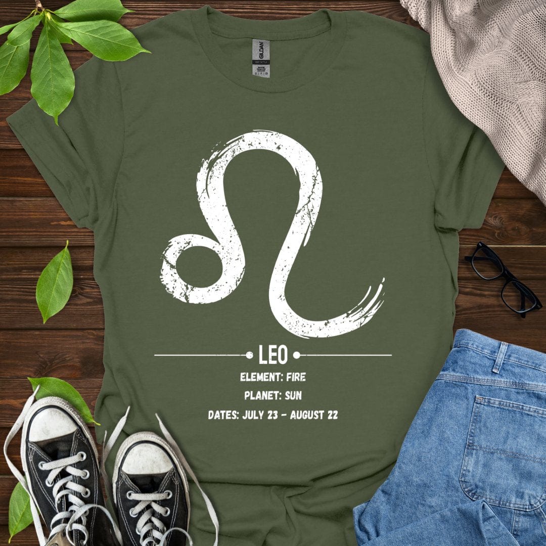 Printify T-Shirt Military Green / S Leo Glyph