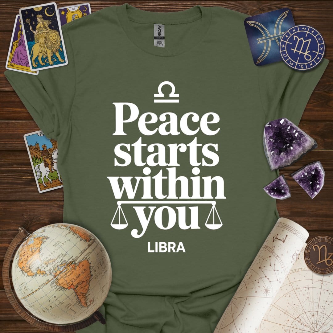 Printify T-Shirt Military Green / S Peace Starts Within T-Shirt