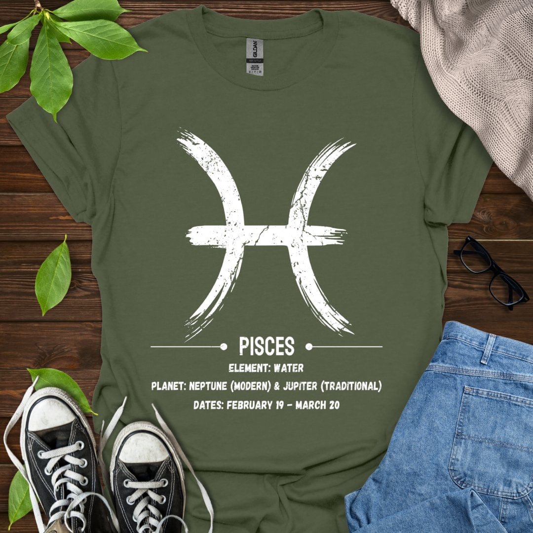 Printify T-Shirt Military Green / S Pisces Glyph