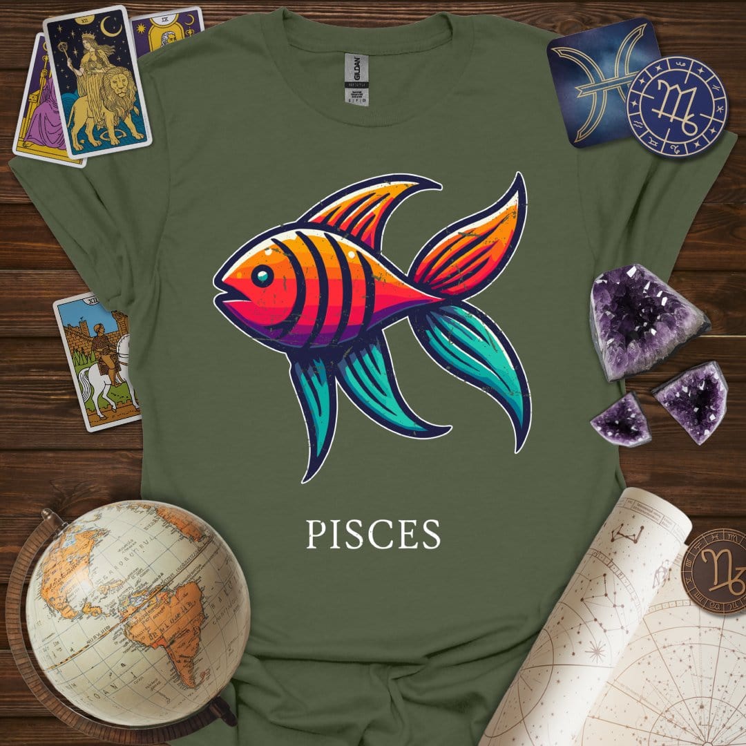 Printify T-Shirt Military Green / S Pisces Icon T-Shirt