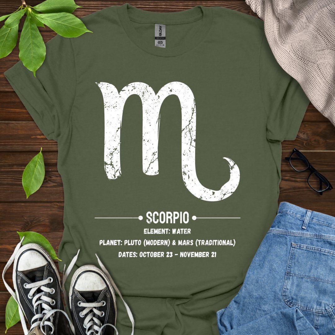Printify T-Shirt Military Green / S Scorpio Glyph