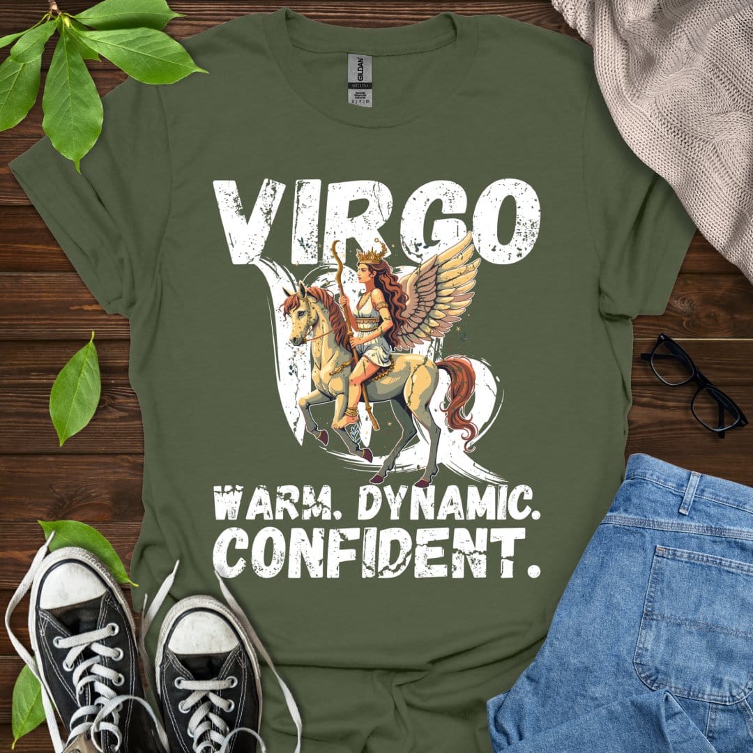 Printify T-Shirt Military Green / S Virgo - Warm. Dynamic. Confident.