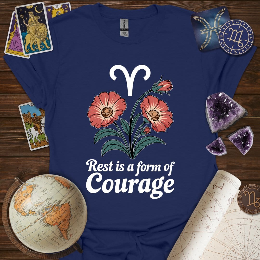 Printify T-Shirt Navy / S Aries Courage T-Shirt