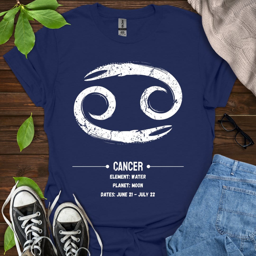 Printify T-Shirt Navy / S Cancer Glyph T-Shirt