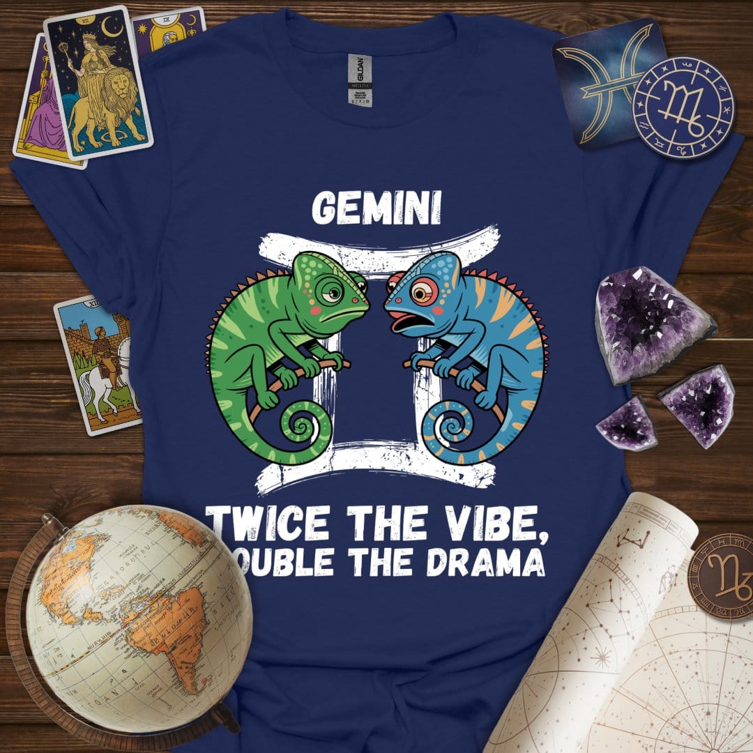 Printify T-Shirt Navy / S Gemini Twice The Vibe T-Shirt