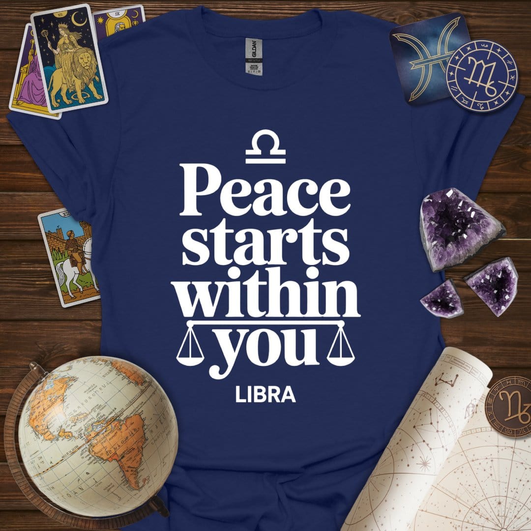 Printify T-Shirt Navy / S Peace Starts Within T-Shirt