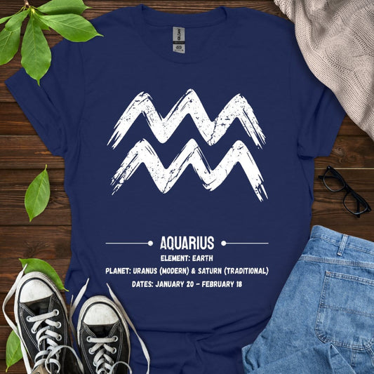 Printify T-Shirt Navy / XS Aquarius Glyph