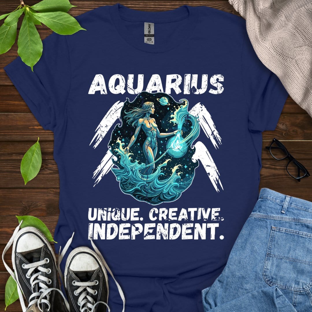 Printify T-Shirt Navy / XS Aquarius - Unique. Creative. Independent.
