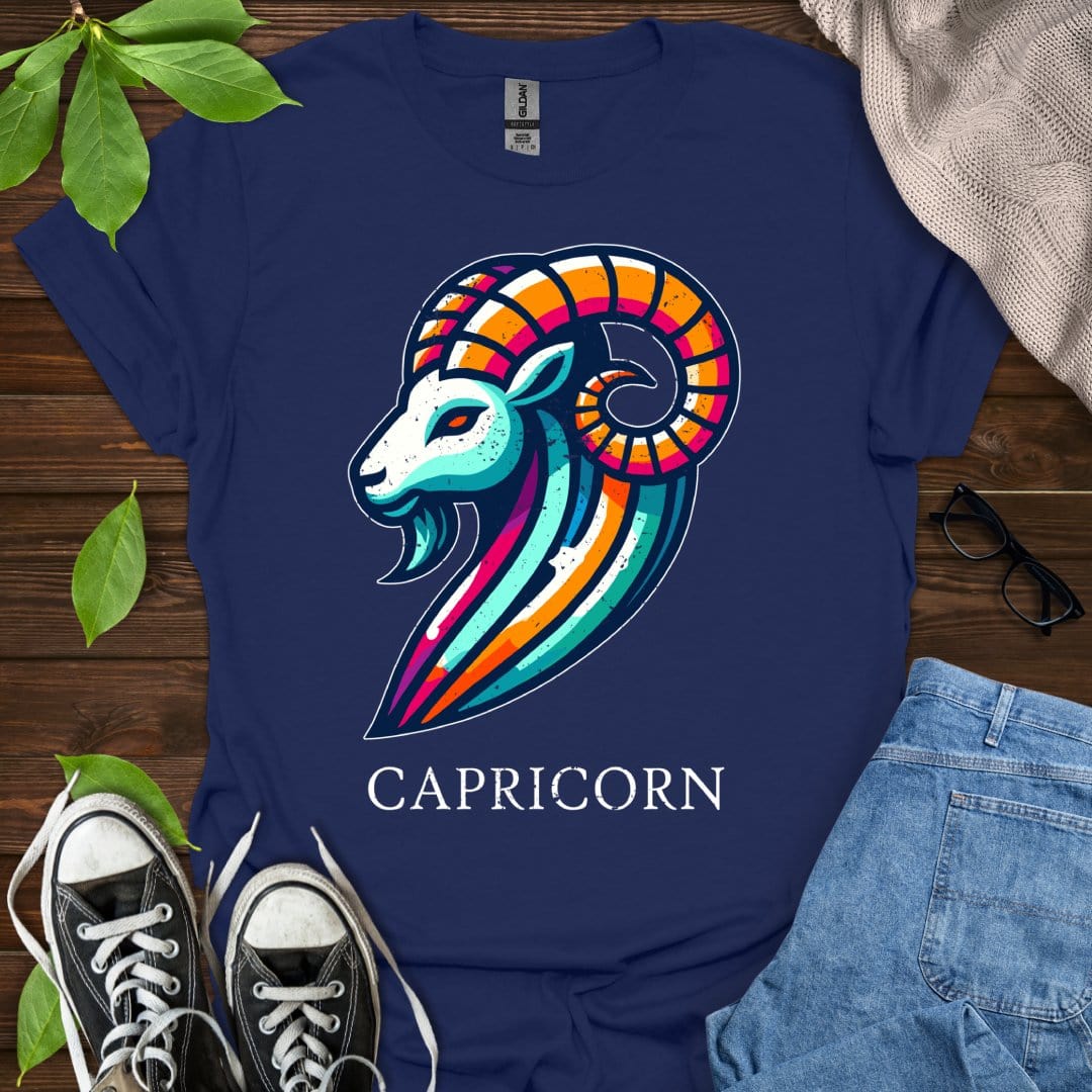 Printify T-Shirt Navy / XS Capricorn (Simple)