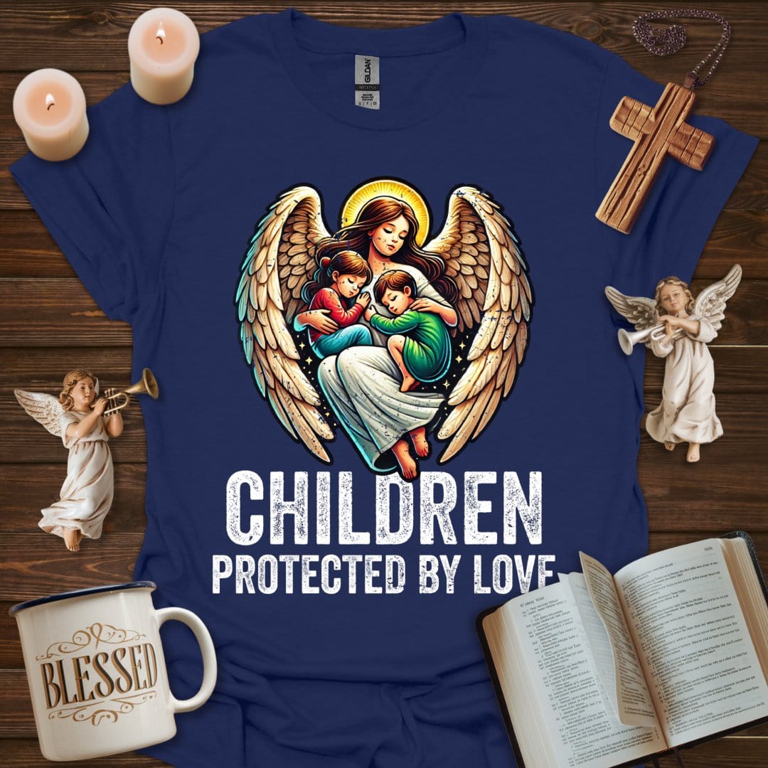 Printify T-Shirt Navy / XS Children Protected By Love T-Shirt