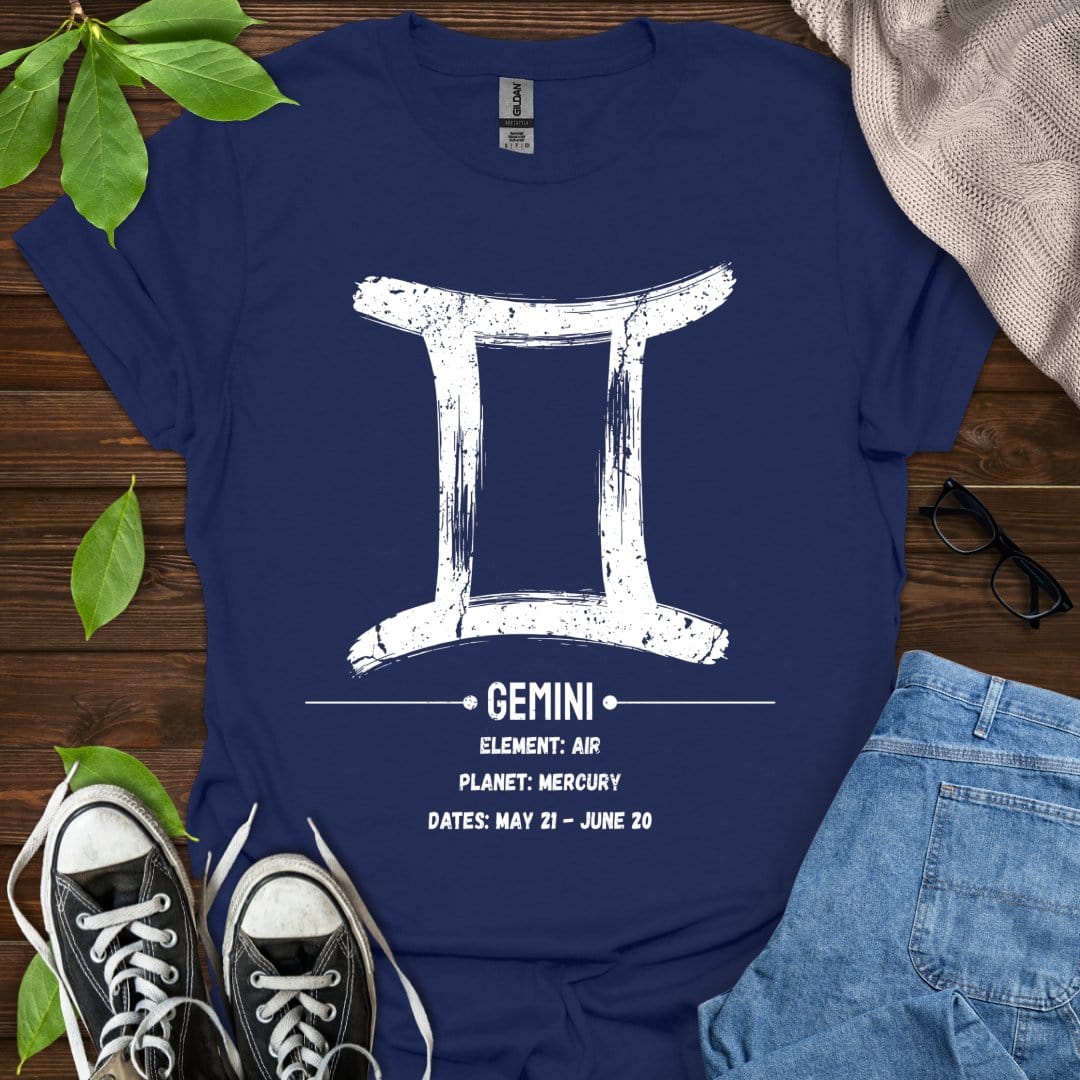 Printify T-Shirt Navy / XS Gemini Glyph