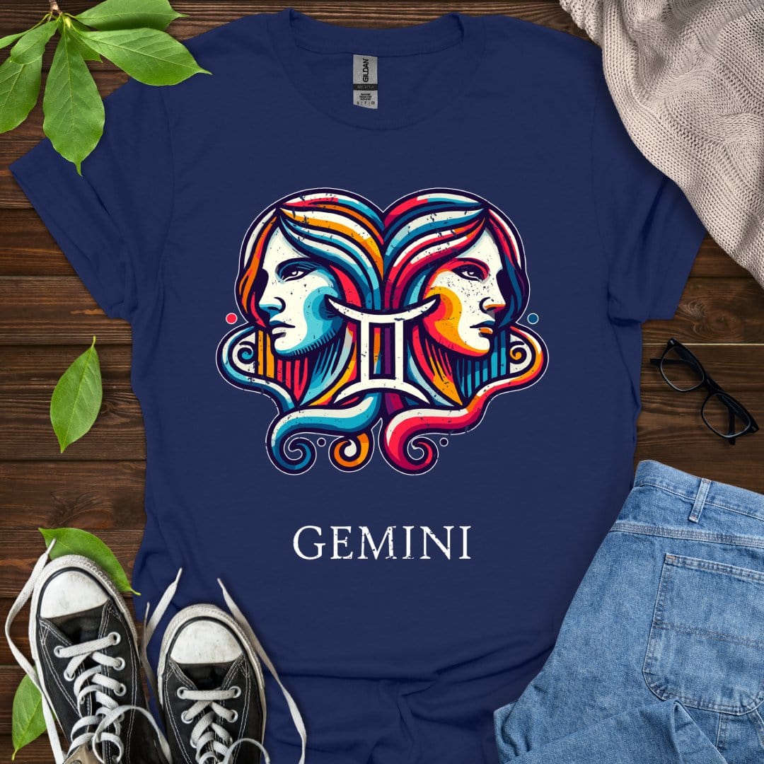 Printify T-Shirt Navy / XS Gemini (Simple)