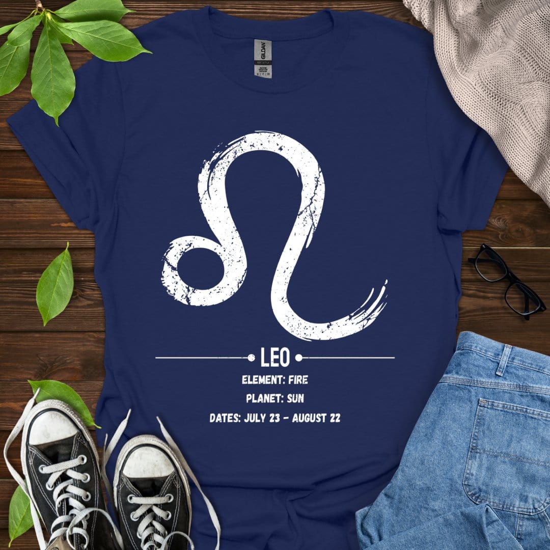 Printify T-Shirt Navy / XS Leo Glyph